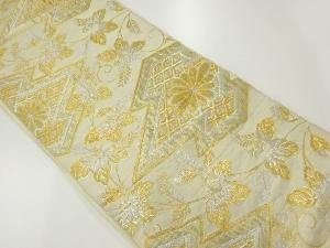 アンティーク　松皮菱に花・桐模様織出し袋帯（材料）